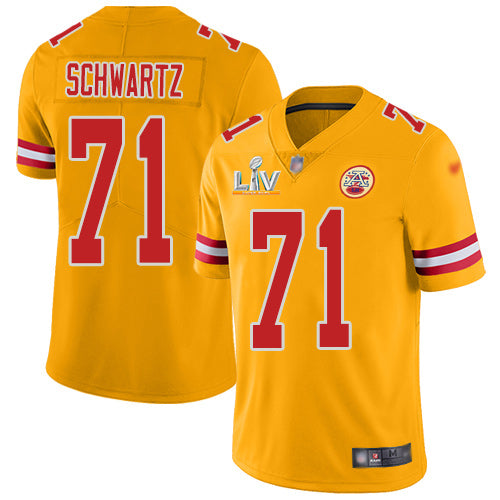 Nike Kansas City Chiefs #71 Mitchell Schwartz Gold Men's Super Bowl LV Bound Stitched NFL Limited Inverted Legend Jersey Men's