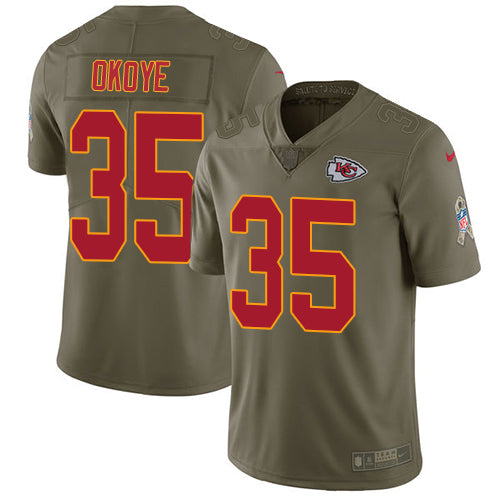 Nike Kansas City Chiefs #35 Christian Okoye Olive Men's Stitched NFL Limited 2017 Salute to Service Jersey Men's