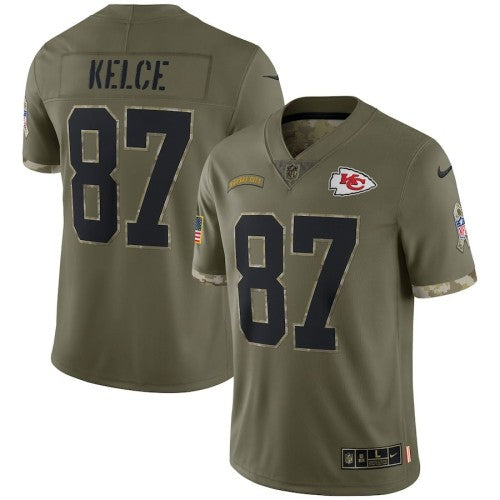 Kansas City Kansas City Chiefs #87 Travis Kelce Nike Men's 2022 Salute To Service Limited Jersey - Olive Men's