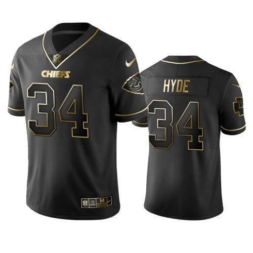 Nike Kansas City Chiefs #34 Carlos Hyde Black Golden Limited Edition Stitched NFL Jersey Men's