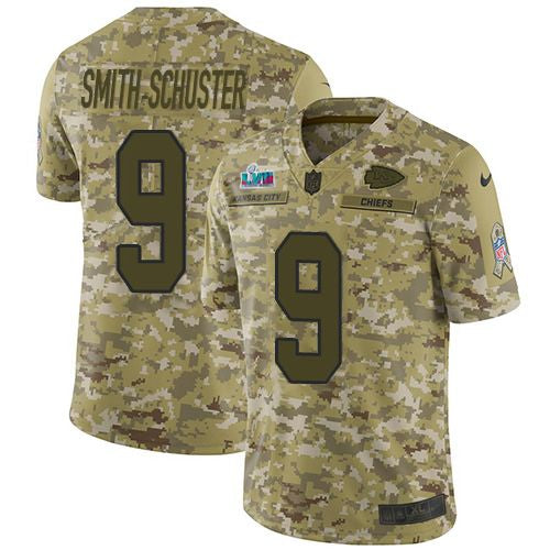 Nike Kansas City Chiefs #9 JuJu Smith-Schuster Camo Super Bowl LVII Patch Men's Stitched NFL Limited 2018 Salute To Service Jersey Men's