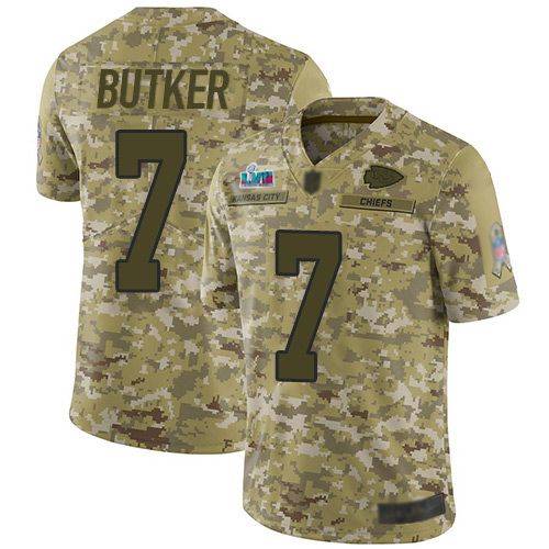 Nike Kansas City Chiefs #7 Harrison Butker Camo Super Bowl LVII Patch Men's Stitched NFL Limited 2018 Salute To Service Jersey Men's