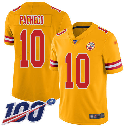 Nike Kansas City Chiefs #10 Isiah Pacheco Gold Men's Stitched NFL Limited Inverted Legend 100th Season Jersey Men's