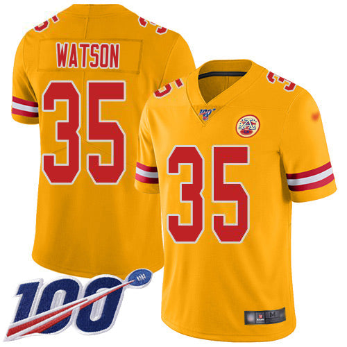 Nike Kansas City Chiefs #35 Jaylen Watson Gold Men's Stitched NFL Limited Inverted Legend 100th Season Jersey Men's