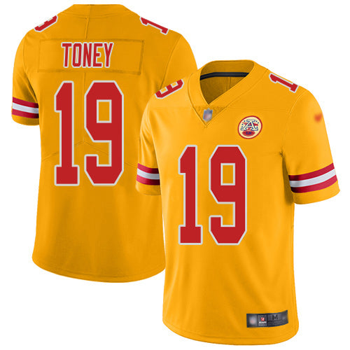 Nike Kansas City Chiefs #19 Kadarius Toney Gold Men's Stitched NFL Limited Inverted Legend Jersey Men's