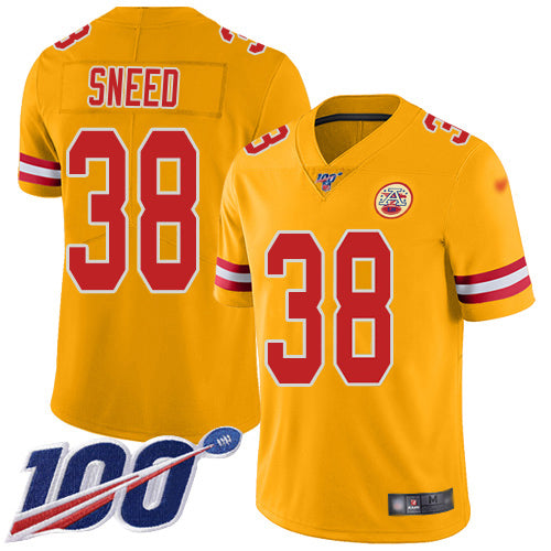 Nike Kansas City Chiefs #38 L'Jarius Sneed Gold Men's Stitched NFL Limited Inverted Legend 100th Season Jersey Men's