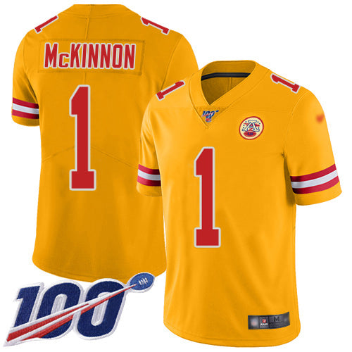 Nike Kansas City Chiefs #1 Jerick McKinnon Gold Men's Stitched NFL Limited Inverted Legend 100th Season Jersey Men's