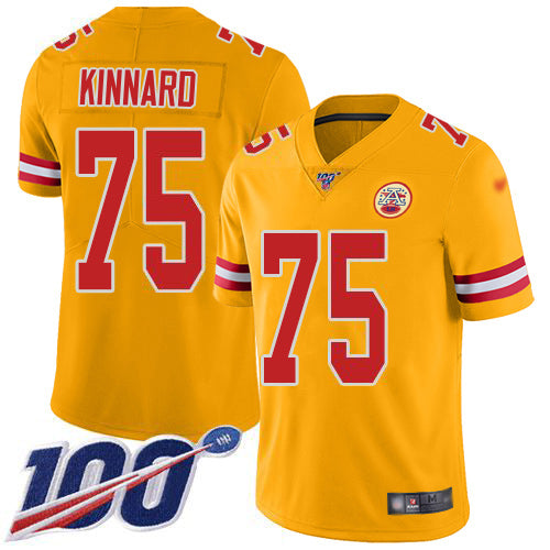 Nike Kansas City Chiefs #75 Darian Kinnard Gold Men's Stitched NFL Limited Inverted Legend 100th Season Jersey Men's
