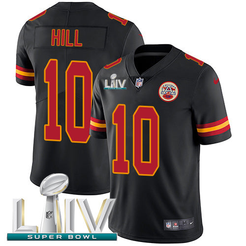 Nike Kansas City Chiefs #10 Tyreek Hill Black Super Bowl LIV 2020 Men's Stitched NFL Limited Rush Jersey Men's