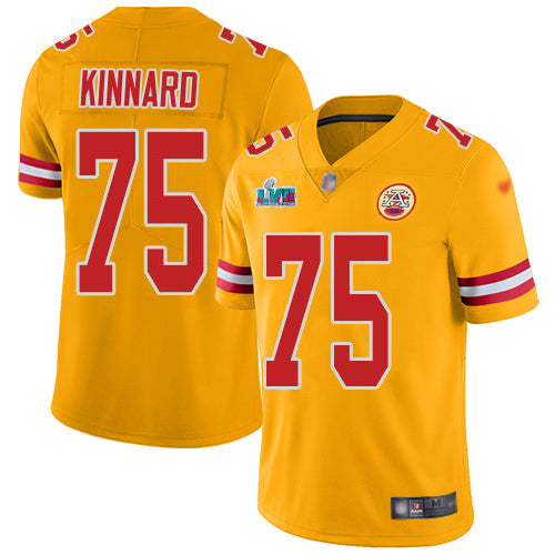 Nike Kansas City Chiefs #75 Darian Kinnard Gold Super Bowl LVII Patch Men's Stitched NFL Limited Inverted Legend Jersey Men's