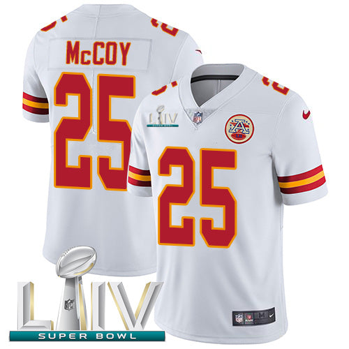 Nike Kansas City Chiefs #25 LeSean McCoy White Super Bowl LIV 2020 Men's Stitched NFL Vapor Untouchable Limited Jersey Men's