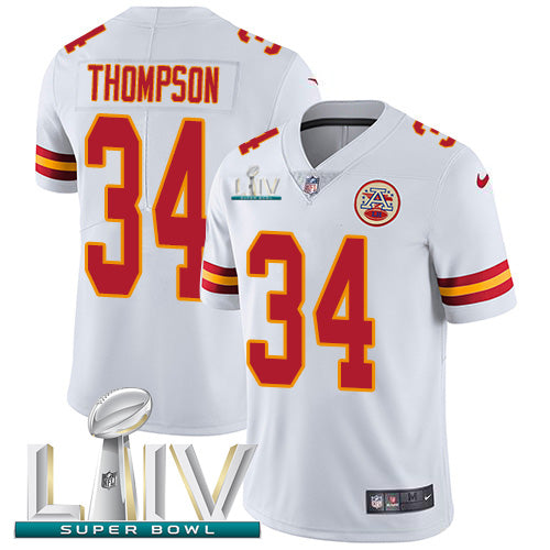 Nike Kansas City Chiefs #34 Darwin Thompson White Super Bowl LIV 2020 Men's Stitched NFL Vapor Untouchable Limited Jersey Men's