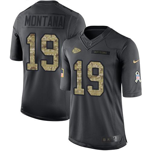 Nike Kansas City Chiefs #19 Joe Montana Black Men's Stitched NFL Limited 2016 Salute to Service Jersey Men's