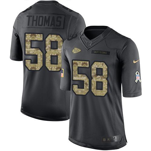 Nike Kansas City Chiefs #58 Derrick Thomas Black Men's Stitched NFL Limited 2016 Salute to Service Jersey Men's