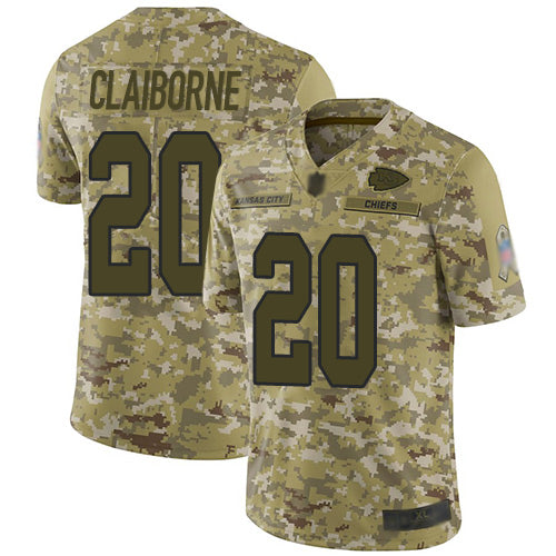 Nike Kansas City Chiefs #20 Morris Claiborne Camo Men's Stitched NFL Limited 2018 Salute To Service Jersey Men's