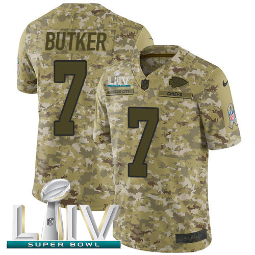 Nike Kansas City Chiefs #7 Harrison Butker Camo Super Bowl LIV 2020 Men's Stitched NFL Limited 2018 Salute To Service Jersey Men's