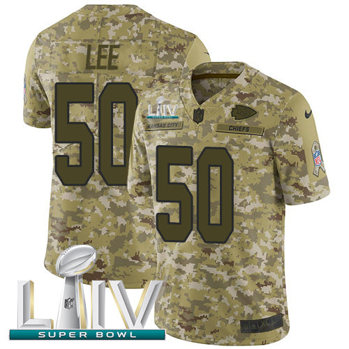 Nike Kansas City Chiefs #50 Darron Lee Camo Super Bowl LIV 2020 Men's Stitched NFL Limited 2018 Salute To Service Jersey Men's