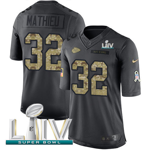 Nike Kansas City Chiefs #32 Tyrann Mathieu Black Super Bowl LIV 2020 Men's Stitched NFL Limited 2016 Salute to Service Jersey Men's