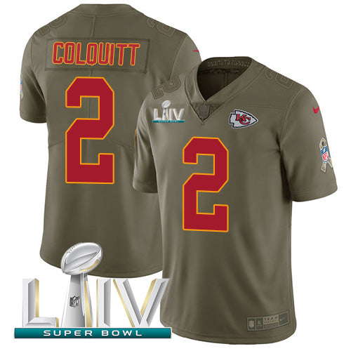 Nike Kansas City Chiefs #2 Dustin Colquitt Olive Super Bowl LIV 2020 Men's Stitched NFL Limited 2017 Salute To Service Jersey Men's