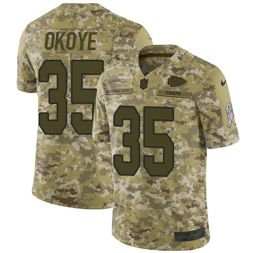 Nike Kansas City Chiefs #35 Christian Okoye Camo Men's Stitched NFL Limited 2018 Salute To Service Jersey Men's