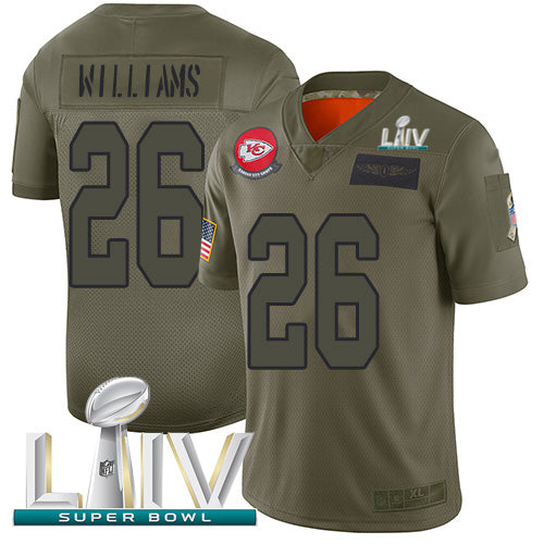 Nike Kansas City Chiefs #26 Damien Williams Camo Super Bowl LIV 2020 Men's Stitched NFL Limited 2019 Salute To Service Jersey Men's