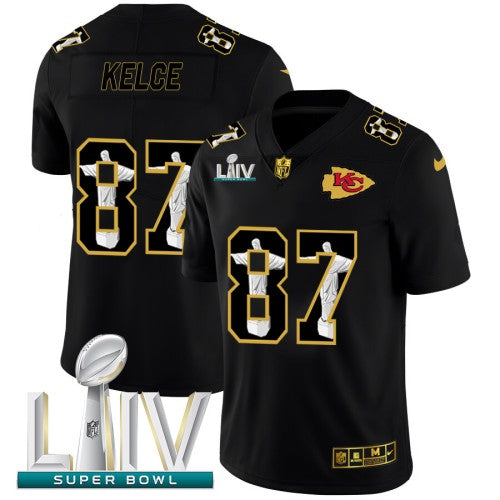 Kansas City Kansas City Chiefs #87 Travis Kelce Nike Carbon Black Super Bowl LIV 2020 Vapor Cristo Redentor Limited NFL Jersey Men's