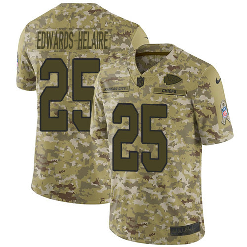 Nike Kansas City Chiefs #25 Clyde Edwards-Helaire Camo Men's Stitched NFL Limited 2018 Salute To Service Jersey Men's