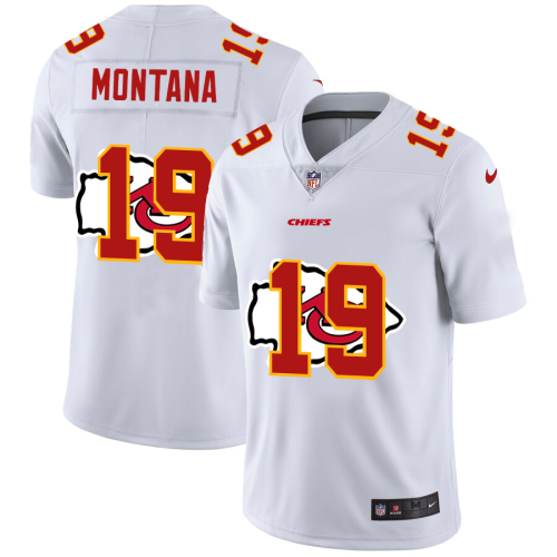 Kansas City Kansas City Chiefs #19 Joe Montana White Men's Nike Team Logo Dual Overlap Limited NFL Jersey Men's