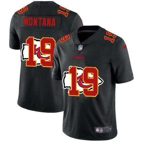 Kansas City Kansas City Chiefs #19 Joe Montana Men's Nike Team Logo Dual Overlap Limited NFL Jersey Black Men's