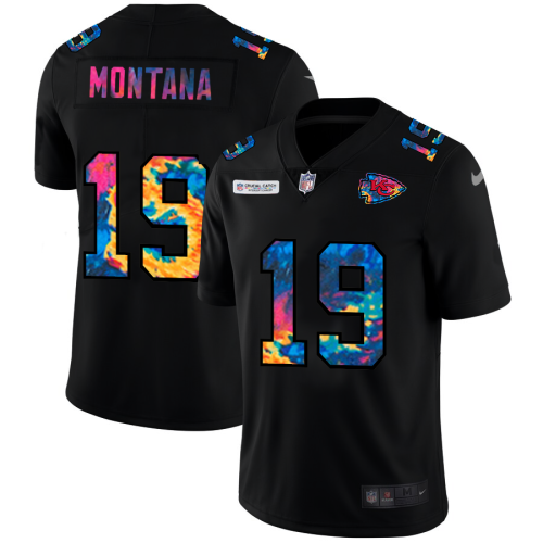 Kansas City Kansas City Chiefs #19 Joe Montana Men's Nike Multi-Color Black 2020 NFL Crucial Catch Vapor Untouchable Limited Jersey Men's