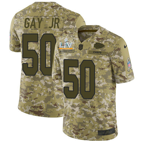 Nike Kansas City Chiefs #50 Willie Gay Jr. Camo Men's Super Bowl LV Bound Stitched NFL Limited 2018 Salute To Service Jersey Men's