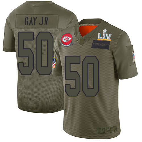 Nike Kansas City Chiefs #50 Willie Gay Jr. Camo Men's Super Bowl LV Bound Stitched NFL Limited 2019 Salute To Service Jersey Men's