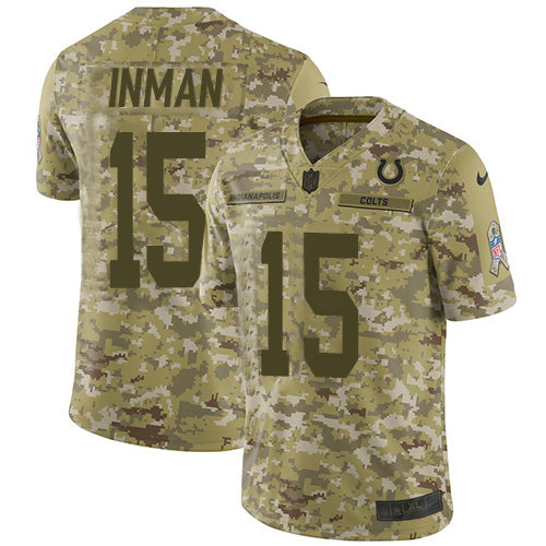 Nike Indianapolis Colts #15 Dontrelle Inman Camo Men's Stitched NFL Limited 2018 Salute To Service Jersey Men's