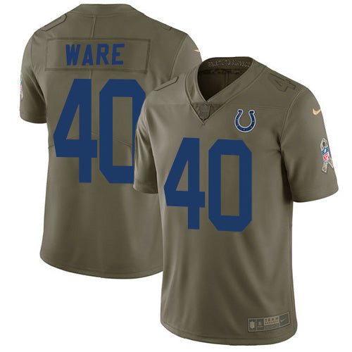 Nike Indianapolis Colts #40 Spencer Ware Olive Men's Stitched NFL Limited 2017 Salute to Service Jersey Men's