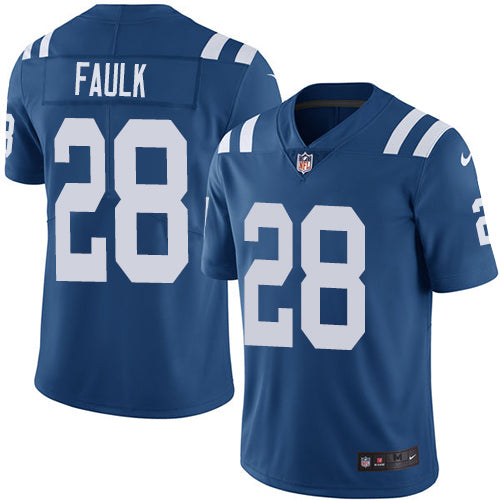 Nike Indianapolis Colts #28 Marshall Faulk Royal Blue Team Color Men's Stitched NFL Vapor Untouchable Limited Jersey Men's
