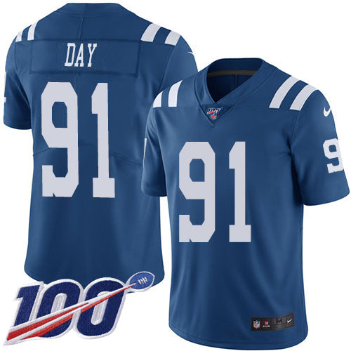 Nike Indianapolis Colts #91 Sheldon Day Royal Blue Men's Stitched NFL Limited Rush 100th Season Jersey Men's