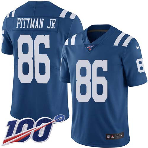 Nike Indianapolis Colts #86 Michael Pittman Jr. Royal Blue Men's Stitched NFL Limited Rush 100th Season Jersey Men's