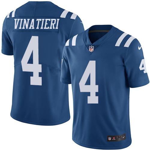 Nike Indianapolis Colts #4 Adam Vinatieri Royal Blue Men's Stitched NFL Limited Rush Jersey Men's