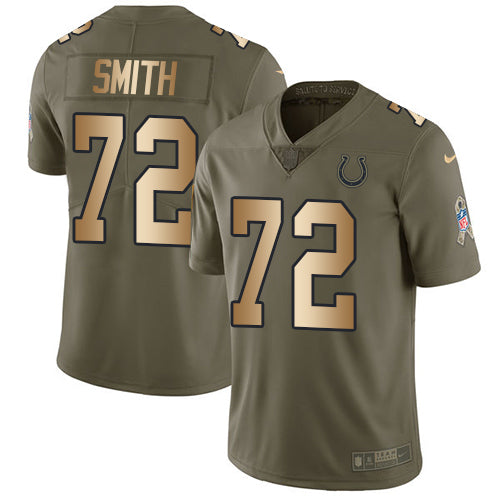 Nike Indianapolis Colts #72 Braden Smith Olive/Gold Men's Stitched NFL Limited 2017 Salute to Service Jersey Men's
