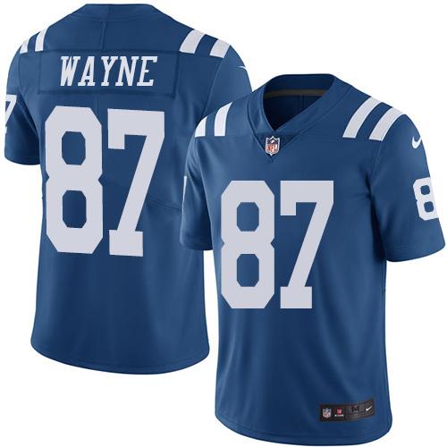 Nike Indianapolis Colts #87 Reggie Wayne Royal Blue Men's Stitched NFL Limited Rush Jersey Men's