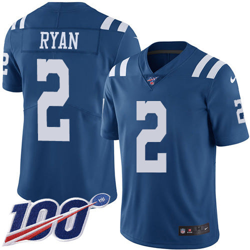 Nike Indianapolis Colts #2 Matt Ryan Royal Blue Men's Stitched NFL Limited Rush 100th Season Jersey Men's