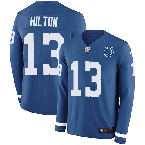Nike Indianapolis Colts #13 T.Y. Hilton Royal Blue Team Color Men's Stitched NFL Limited Therma Long Sleeve Jersey Men's