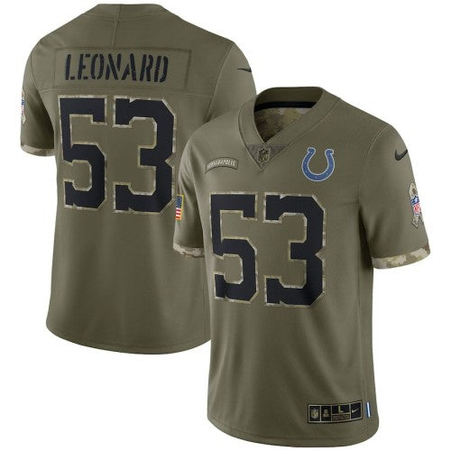 Indianapolis Indianapolis Colts #53 Shaquille Leonard Nike Men's 2022 Salute To Service Limited Jersey - Olive Men's