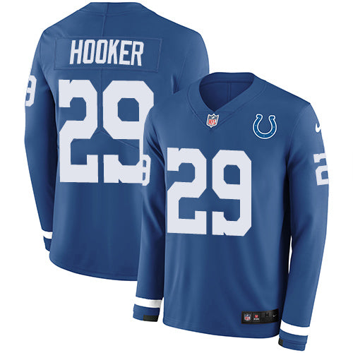 Nike Indianapolis Colts #29 Malik Hooker Royal Blue Team Color Men's Stitched NFL Limited Therma Long Sleeve Jersey Men's