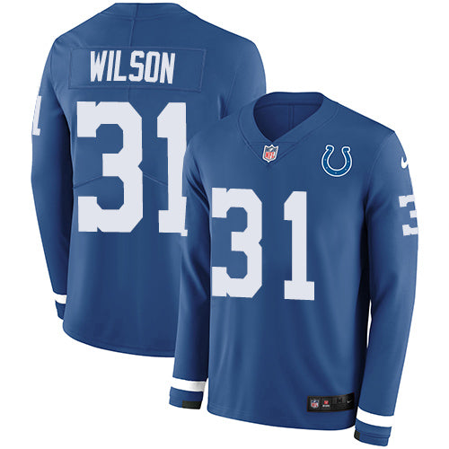 Nike Indianapolis Colts #31 Quincy Wilson Royal Blue Team Color Men's Stitched NFL Limited Therma Long Sleeve Jersey Men's