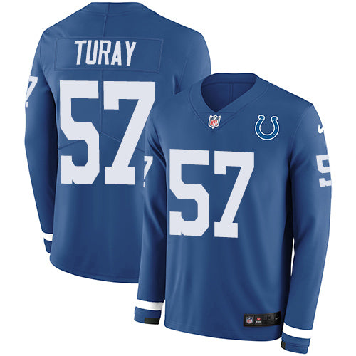Nike Indianapolis Colts #57 Kemoko Turay Royal Blue Team Color Men's Stitched NFL Limited Therma Long Sleeve Jersey Men's