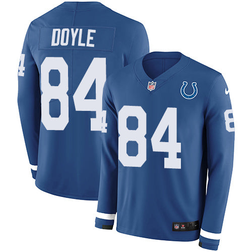 Nike Indianapolis Colts #84 Jack Doyle Royal Blue Team Color Men's Stitched NFL Limited Therma Long Sleeve Jersey Men's