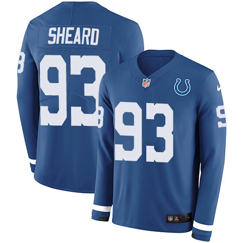 Nike Indianapolis Colts #93 Jabaal Sheard Royal Blue Team Color Men's Stitched NFL Limited Therma Long Sleeve Jersey Men's