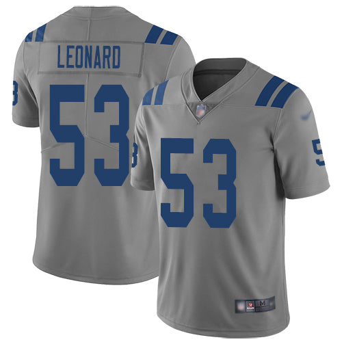 Nike Indianapolis Colts #53 Darius Leonard Gray Men's Stitched NFL Limited Inverted Legend Jersey Men's