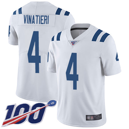 Nike Indianapolis Colts #4 Adam Vinatieri White Men's Stitched NFL 100th Season Vapor Limited Jersey Men's